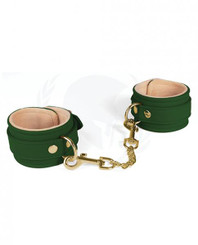 Spartacus Pu Ankle Cuffs W/plush Lining - Green Adult Sex Toys