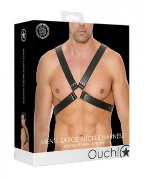 Shots Ouch Mens Large Buckle Harness - Black Best Sex Toy