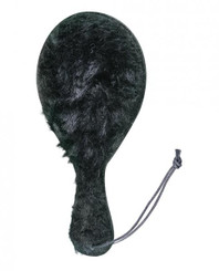 Plesur Faux Fur Leather Ping Pong Paddle - Black Adult Toy