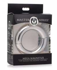 Master Series Mega Magnetize 1.75 inches Stainless Steel Magnetic Cock Ring - Silver Adult Toys