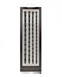 Shots Ouch Advanced Urethral Sounding Silicone Spiral Plug Set - Black by Shots America LLC