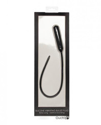 Shots Ouch Extra Long Urethral Sounding Silicone Vibrating Bullet Plug - Black by Shots America LLC