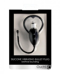Shots Ouch Urethral Sounding Vibrating Bullet Plug - Black Adult Sex Toy