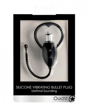 Shots Ouch Urethral Sounding Vibrating Bullet Plug - Black by Shots America LLC