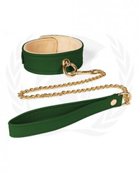 Spartacus Plush Lined Pu Collar & Chained Leash - Green Best Sex Toy