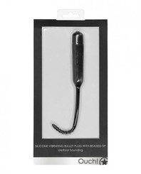 Shots Ouch Urethral Sounding Silicone Vibrating Bullet Plug W/beaded Tip - Black by Shots America LLC