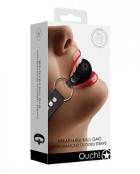 Shots Ouch Diamond Breathable Ball Gag - Black Adult Sex Toys