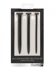 Shots Ouch Urethral Sounding Silicone Screw Plug Set - Black by Shots America LLC