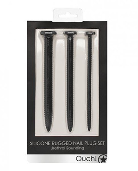 Shots Ouch Urethral Sounding Silicone Screw Plug Set - Black by Shots America LLC