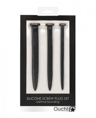 Shots Ouch Urethral Sounding Silicone Rugged Nail Plug Set - Black by Shots America LLC