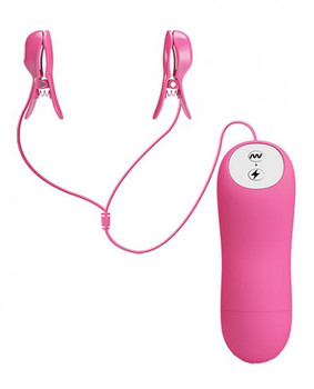 Romantic Wave Electro Shock Vibrating Nipple Clamps Pink Adult Sex Toys