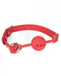 Spartacus Silicone Ball Gag W/red Pu Straps - 46 Mm Sex Toy
