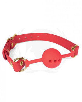 Spartacus Silicone Ball Gag W/red Pu Straps - 46 Mm Sex Toy