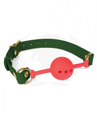 Spartacus Silicone Ball Gag W/green Pu Straps - 46 Mm Best Adult Toys