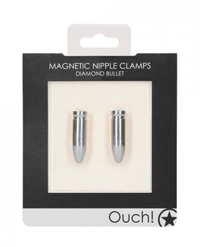 Shots Ouch Diamond Bullet Magnetic Nipple Clamps - Silver Best Sex Toys