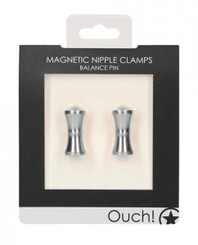 Shots Ouch Balance Pin Magnetic Nipple Clamps - Silver Adult Sex Toy