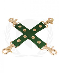 Spartacus Pu Hog Tie W/gold Hardware - Green Adult Sex Toy