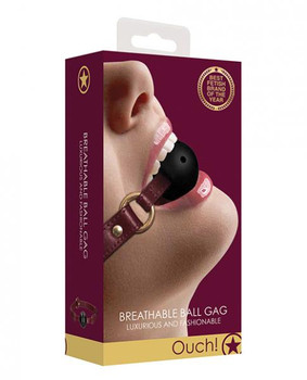 Shots Ouch Halo Breathable Ball Gag - Burgundy by Shots America LLC