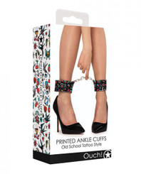 Shots Ouch Old School Tattoo Style Printed Ankle Cuffs Black by Shots America LLC