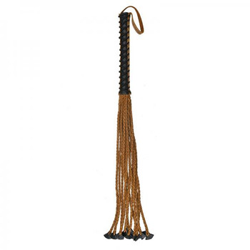 Ouch Pain Unique Italian Leather 12 Braided Tails With 12 inches Handle Cover Design - Brown Distressed Le Sex Toys