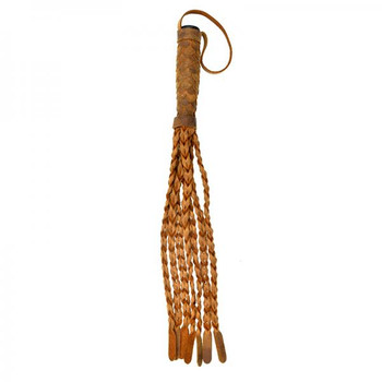 Ouch Pain Unique Italian Leather 7 Braided Tails With 6 inches Handle Fish Design - Brown Distressed Leath Best Sex Toys