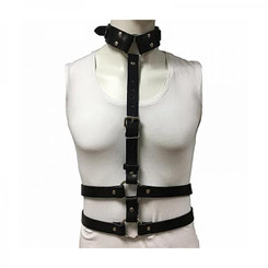 Female Chest Harness With Choker - Black Adult Sex Toy
