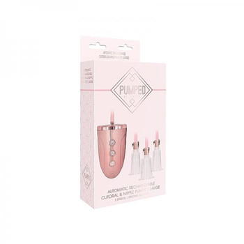 Automatic Rechargeable Clitoral & Nipple Pump Set - Large - Pink Adult Toys