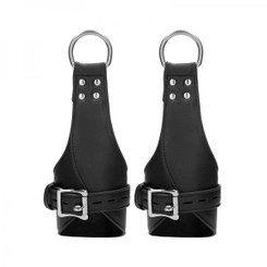 Ouch! Pain - Calf Leather Suspension Wrist Bondage Handcuffs Sex Toy