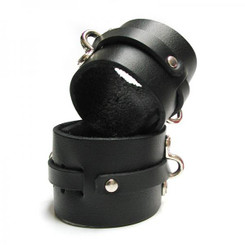 Kinklab Bondage Basics Leather Ankle Cuffs - Black by Stockroom.com