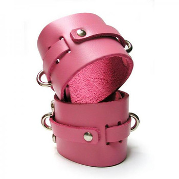 Kinklab Pink Bound Leather Wrist Cuffs Best Sex Toys