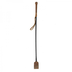 Ouch Pain Unique Italian Leather Riding Crop - Brown Distressed Leather Adult Toy