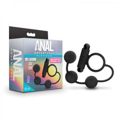 Anal Adventuresplatinum - Silicone Anal Ball With Vibrating C-ring- Black