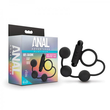 Anal Adventuresplatinum - Silicone Anal Ball With Vibrating C-ring- Black Best Adult Toys