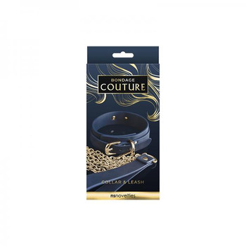 Bondage Couture Collar And Leash Blue Adult Sex Toy