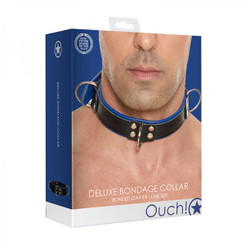 Ouch Deluxe Bondage Collar - One Size - Blue Adult Toy