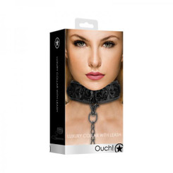 Luxury Collar With Leash - Black Adult Toys