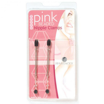 Beaded Nipple Clamps Adjustable Rubber Tipped Clamps With Pink Beads Best Sex Toy