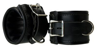 Leather Padded Premium Locking Ankle Restraints Black by XR Brands