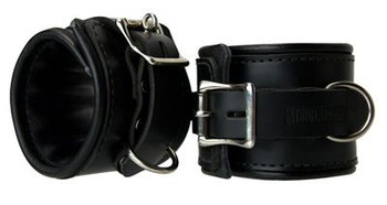Leather Padded Premium Locking Ankle Restraints Black by XR Brands