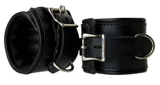 Leather Padded Premium Locking Wrist Restraints Black Adult Sex Toy