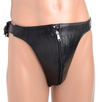 Spiked Leather Confinement Jock Strap Black by XR Brands
