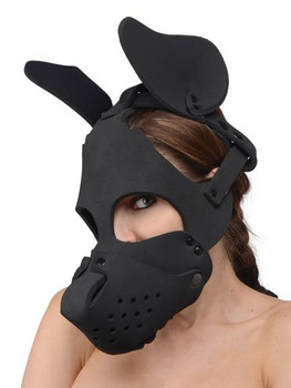 Neoprene Dog Hood With Removable Muzzle Black Sex Toy