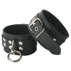 Strict Leather Suede Lined Wrist Cuffs Black Adult Sex Toys