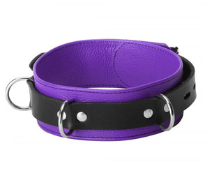 Strict Leather Deluxe Locking Collar Purple Black Adult Sex Toy