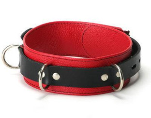 Strict Leather Deluxe Red Black Locking Collar by XR Brands