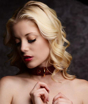 Strict Leather Burgundy Locking Collar by XR Brands