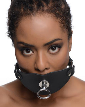 Eyelet Ball Gag Black Leather O/S by XR Brands