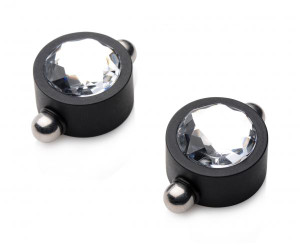 Magnetic Diamond Gem Nipple Clamps Black by XR Brands