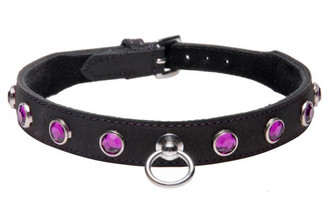 Leather Rhinestone Collar Amethyst by XR Brands
