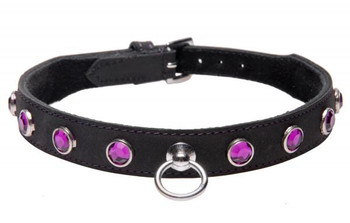 Leather Rhinestone Collar Amethyst by XR Brands